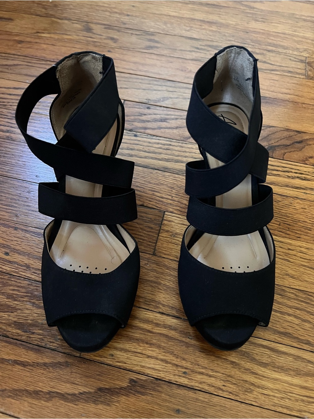 Abella Black Strappy Open-Toe Women's Heels